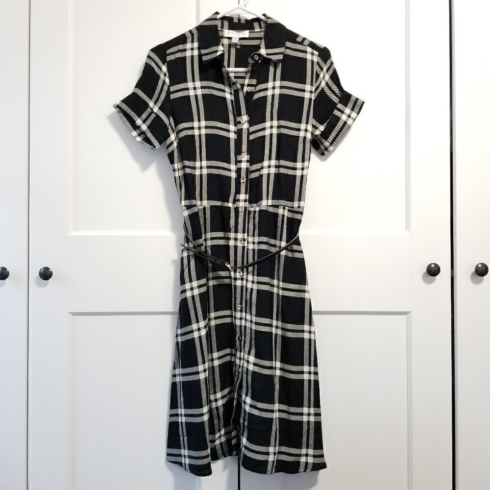 Atelier blue plaid shirt dress